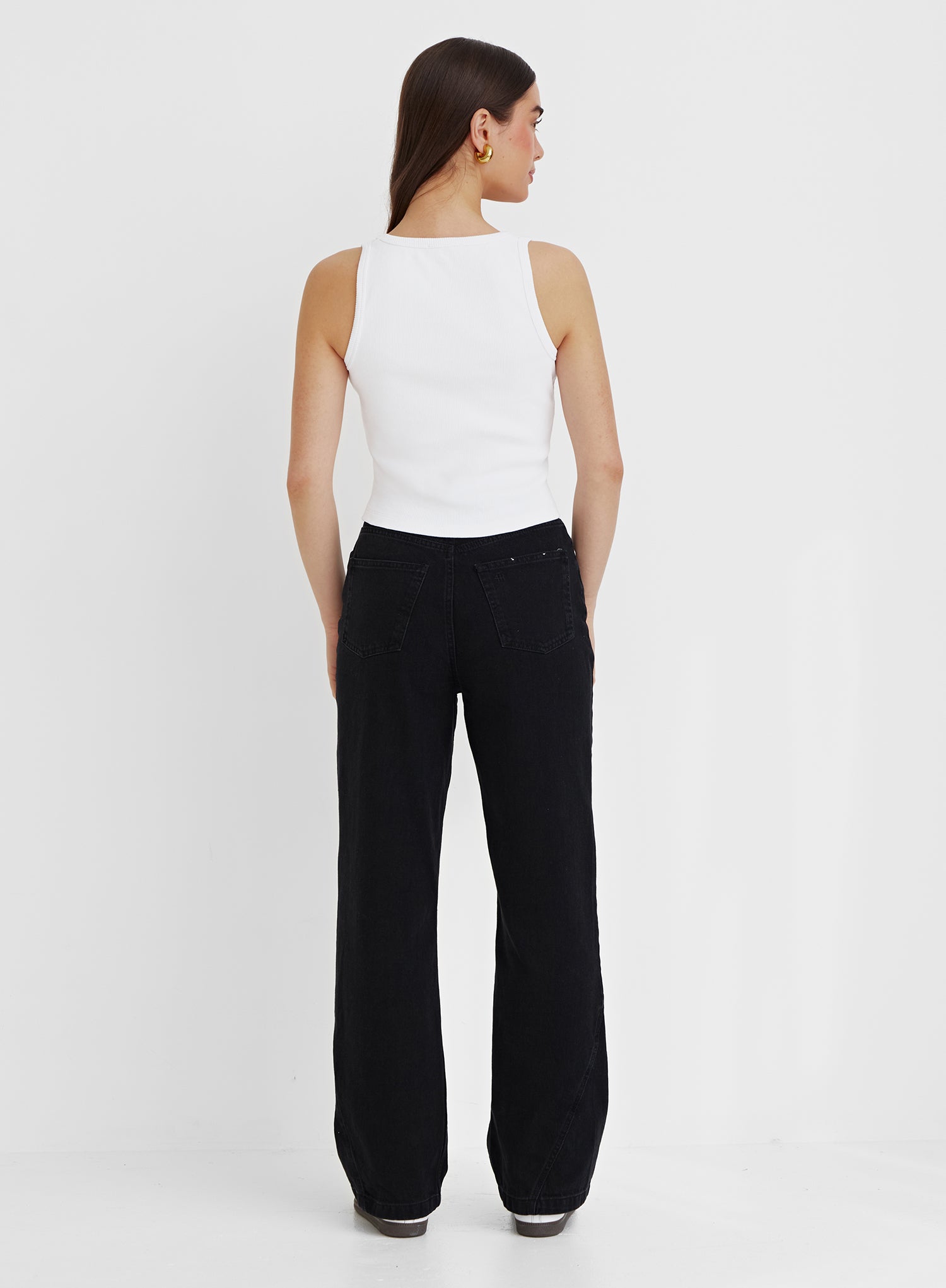 White Ribbed Embroidered Slogan Vest Top